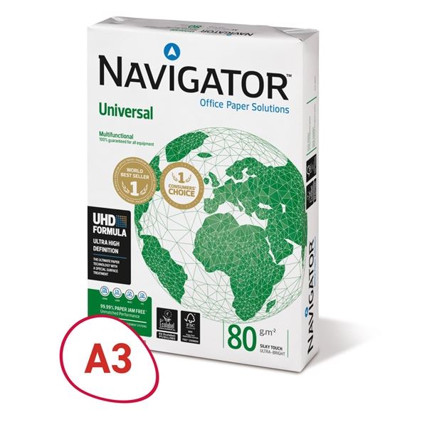 Navigator DIN A3 Kopier-/ Druckerpapier 80 g/m² Glatt Weiß 500 Blatt