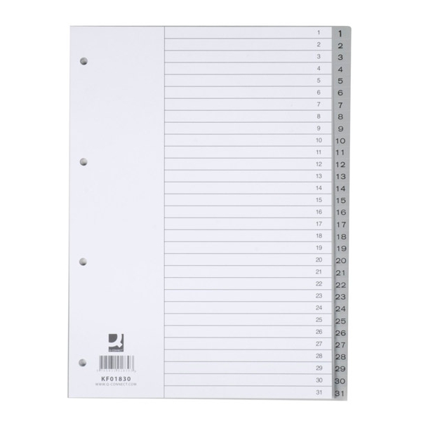 Ordnerregister 1-31 PP A4 grau Q-CONNECT KF01830