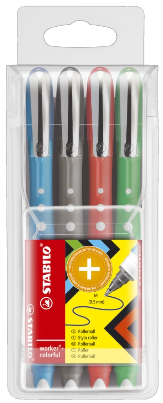 Rollerball 4ST Worker sort. STABILO 2019/4 0,5 mm