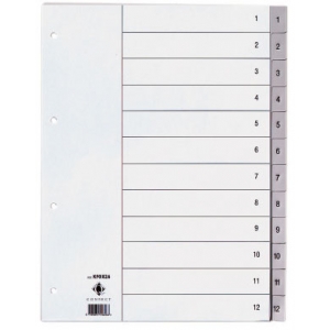 Ordnerregister 1-12 PP A4 grau Q-CONNECT KF01826