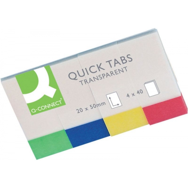 Index Marker 4x50 Blatt 4-färbig Q-CONNECT KF01225 20x50mm