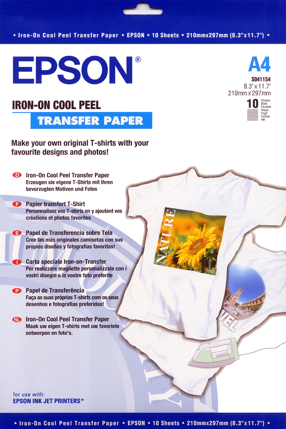Epson Bügel Transfer-Papier, DIN A4, 124 g/m², 10 Blatt