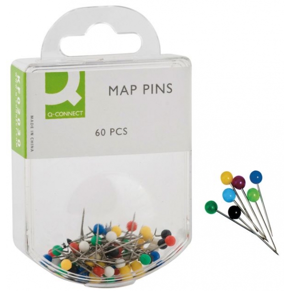 Landkartennadel 60 Stück sortiert Q-CONNECT KF02030