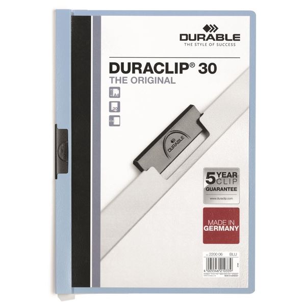 Durable Duraclip 30 Präsentations-Mappe PVC Hellblau, Transparent