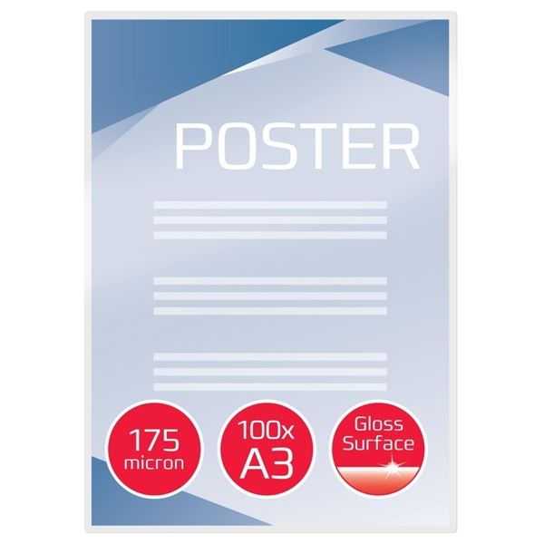 GBC Laminiertaschen f. Dokumente A3 2x175 Micron glänzend (100)