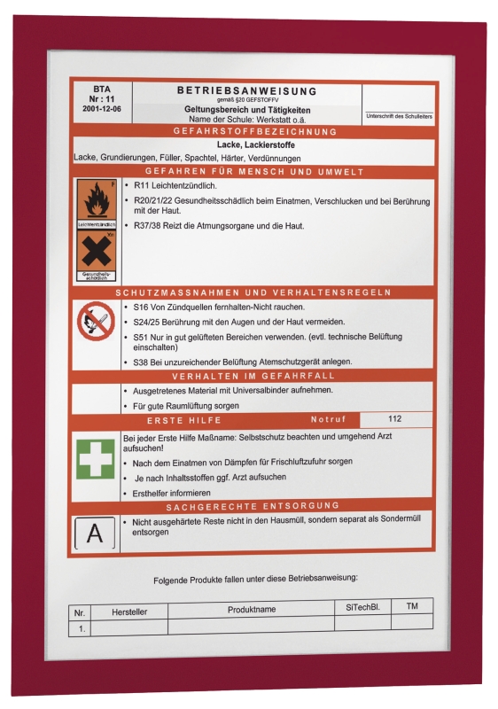 Prospekttasche A4 2 Stück rot DURABLE 4872 03 Duraframe