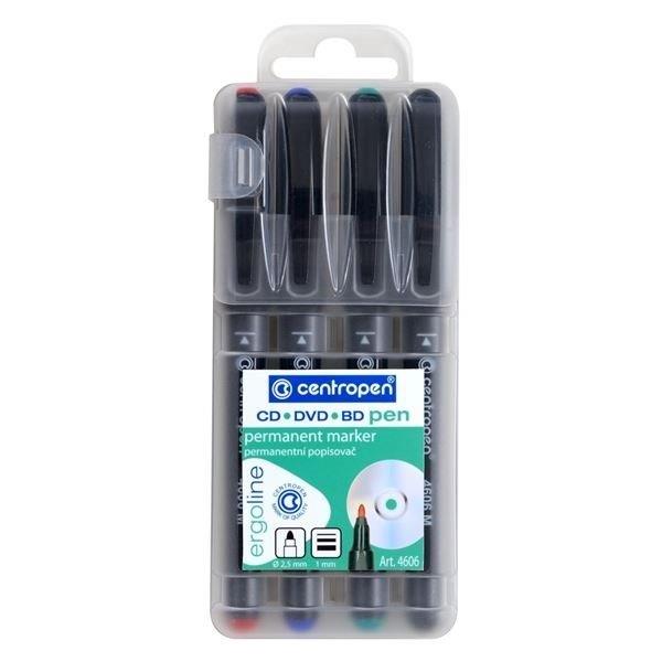 Permanent Marker Ergo CENTROPEN 4606 CD/DVD/BD, Zylinderspitze, 1 mm, sortiert