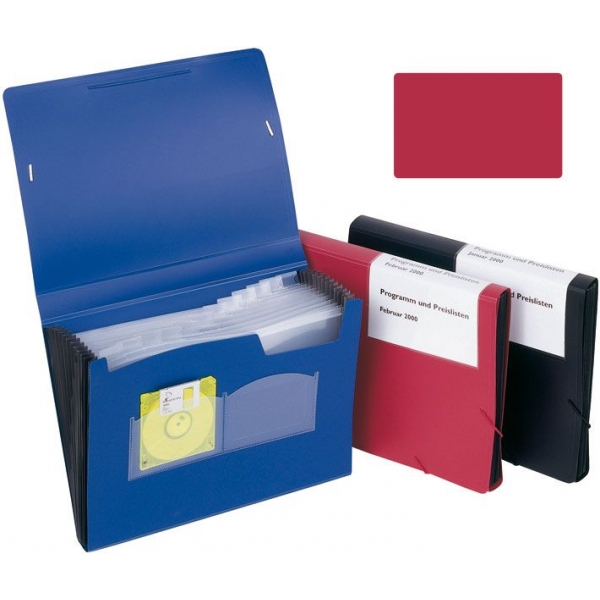 Fächertasche rot transparent Q-CONNECT KF02478 13 teilig