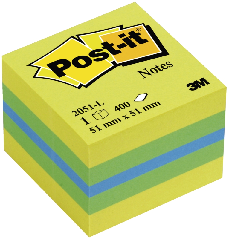 Haftnotizblock 400BL lemon POST-IT 2051-L Mini-Würfel