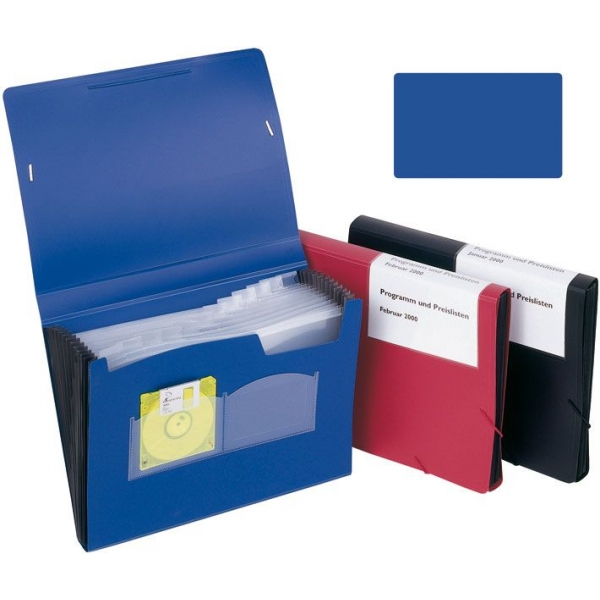 Fächertasche blau transparent Q-CONNECT KF02479 13 teilig