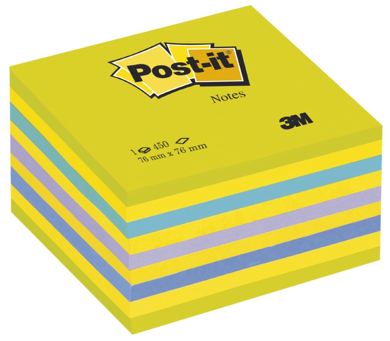 Haftnotizblock 450BL neon grün/blau POST-IT 2028-NB Würfel  76x76mm