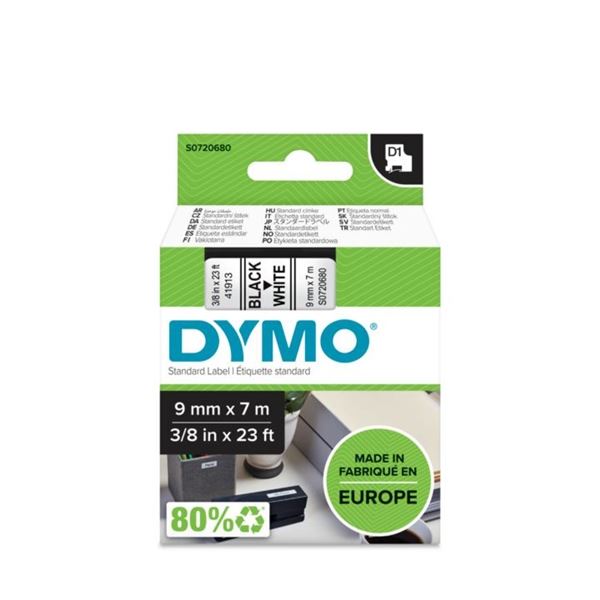 DYMO D1 - Standardetiketten - Schwarz auf Weiß - 9mm x 7m