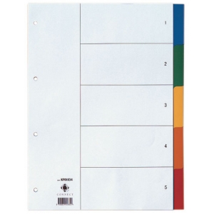 Farbregister 5tl PP A4 weiß Q-CONNECT KF01834 blanko