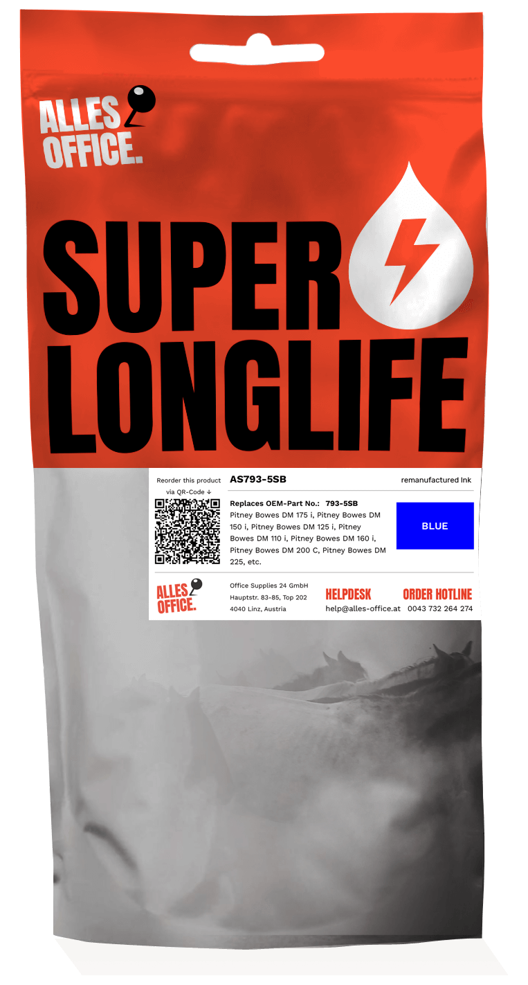 Superlonglife Pitney Bowes 793-5SB / 793-5BI Tinte blau