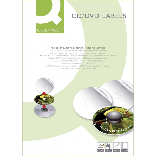 Universaletiketten D116mm ws Q-CONNECT KF01579 für CD