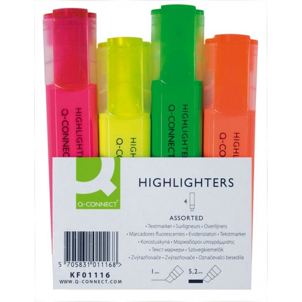 Textmarker 4 Stück sortiert Q-CONNECT KF01116
