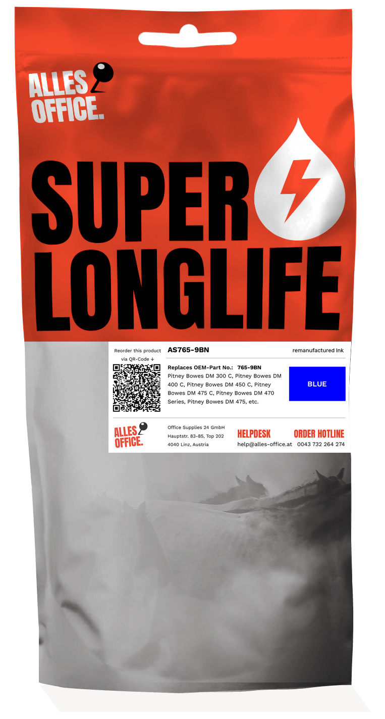Superlonglife Pitney Bowes 765-9BN Tinte blau